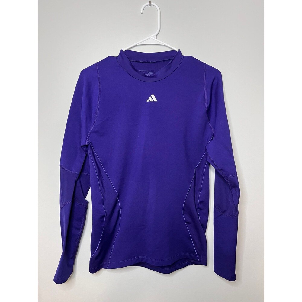Adidas Women’s M Purple Long Sleeve Athletic Top Mock Neck Dri-Fit Tight Fit